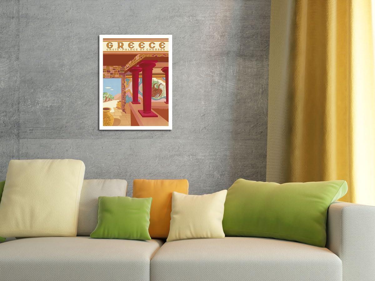 Pacifica Island Art Crete Greece - Palace of Cnossos (Knossos) - Vintage Travel Poster by Helen Perakis-Theocharis c.1949 - Master Art Print (Unframed) 9in x 12in