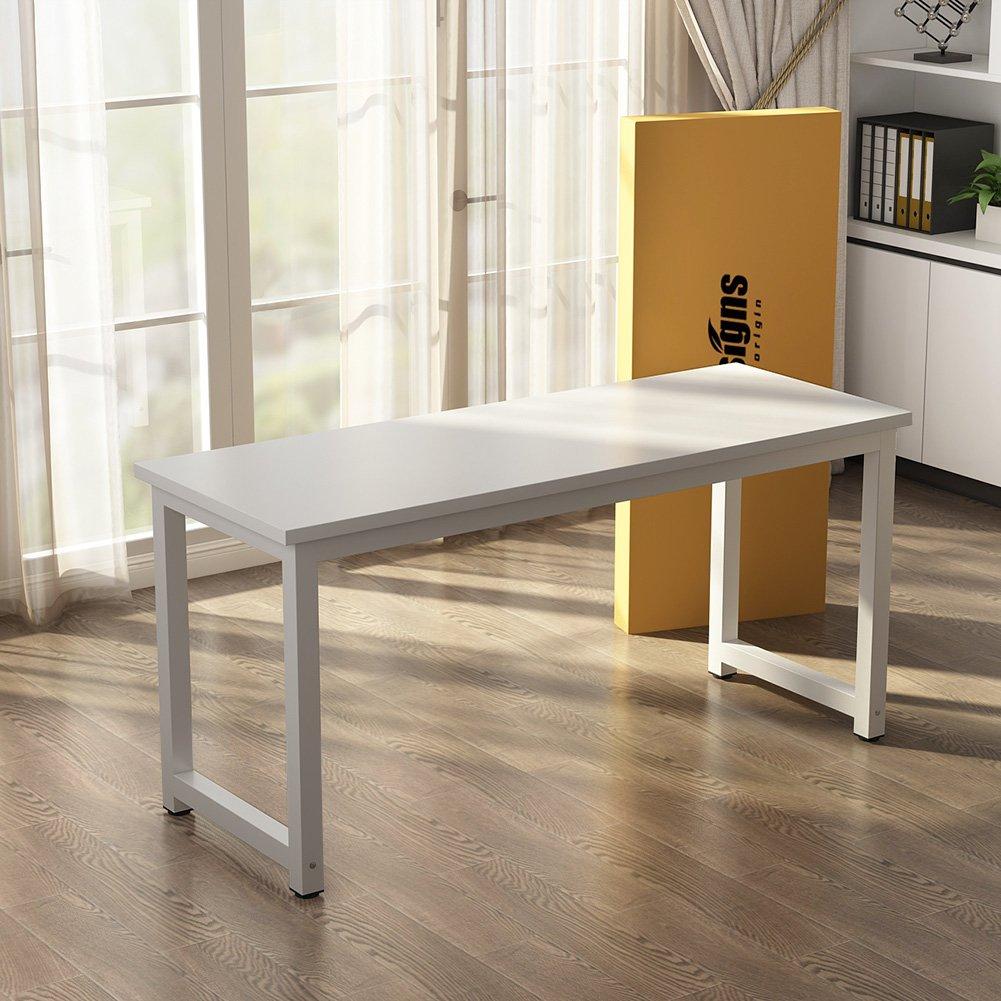 Tribesigns Tribesigns Computer Desk, 55 inch Large Office Desk Computer Table Study Writing Desk for Home Office, White + White Leg