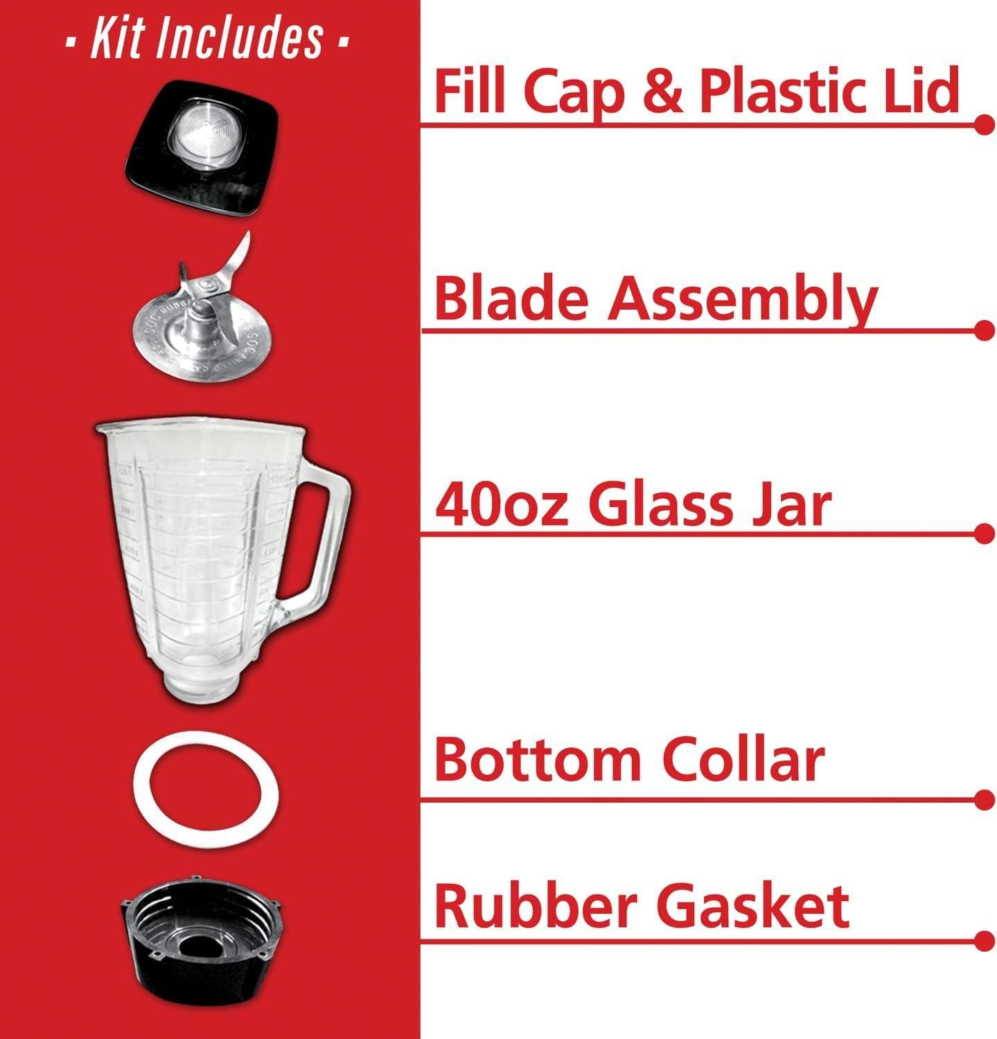 Brentwood Brentwood P-OST722 Replacement Glass Jar Set, Oster Blender Compatible, 0.33 Gallon Capacity