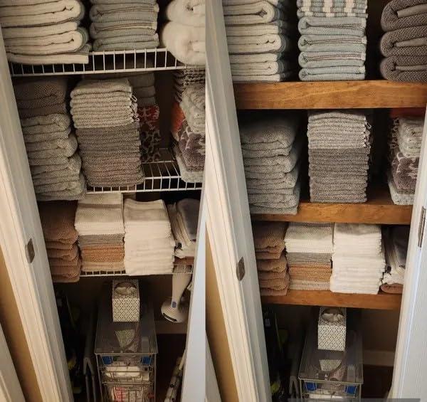 Crafted Palm Wire rack cover removable wood shelf covering for closet, kitchen pantry, bathroom, office, hallway or mudroom shelving wooden board upgrade (28 Inch Length, 12 Inch Deep, Early American)