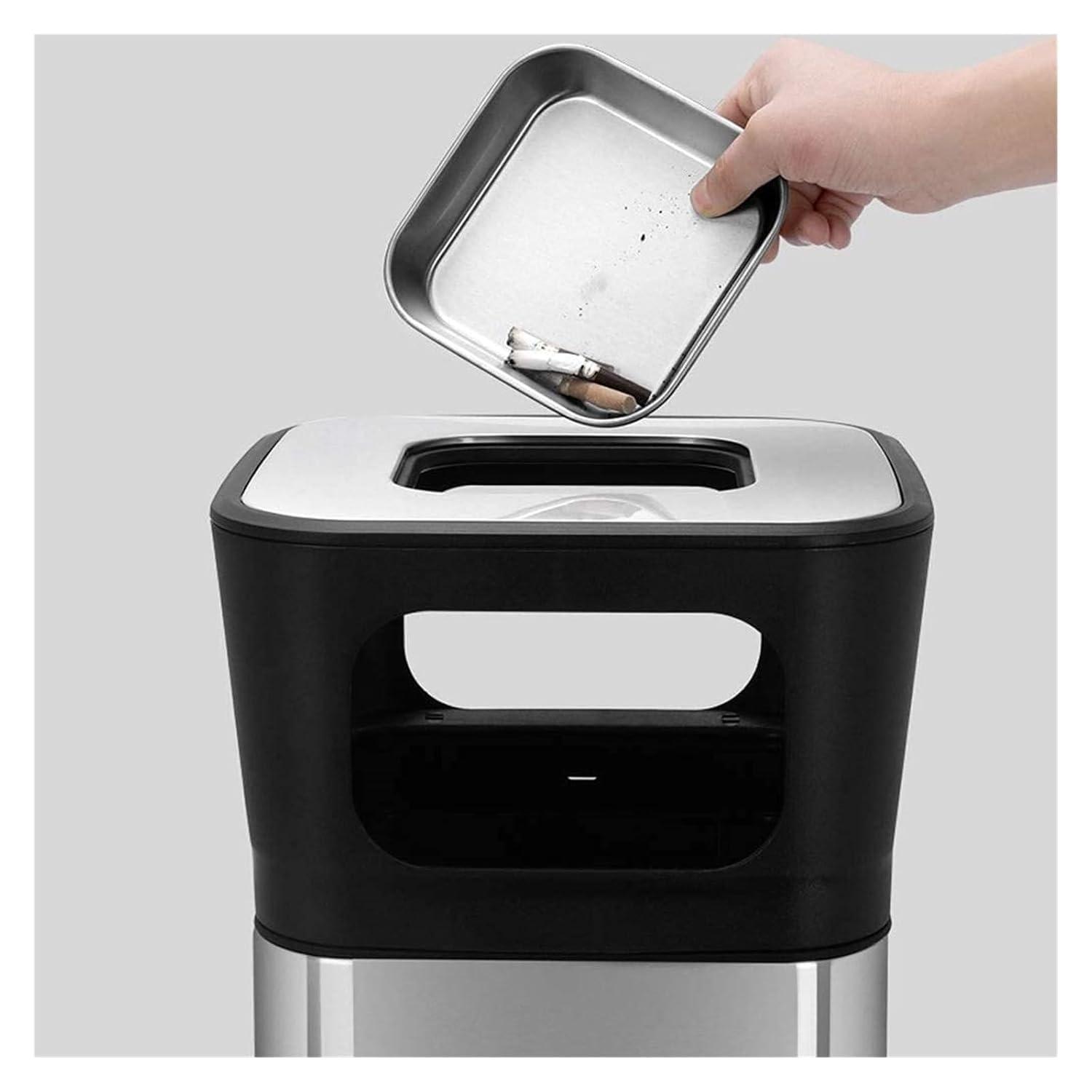 YAYASHANLI YAYASHANLI Trash Cans Stainless Steel Outdoor Trash Can Commercial Trash Bins with Ashtrays Garbage Can for Hotel Mall Dustbins Outdoors and Home(45.5 * 28cm)