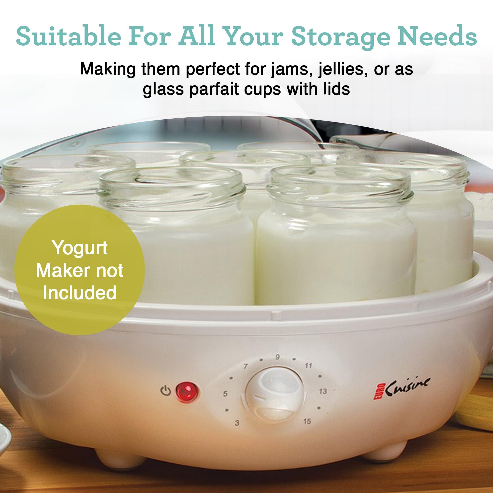 Euro Cuisine Euro Cuisine GY1920 Glass Jars with Lids for Yogurt Maker, Clear, 6 Ounce, Set of 8 6oz Glass Jars for Yogurt, Parfaits, Clear Yogurt Containers