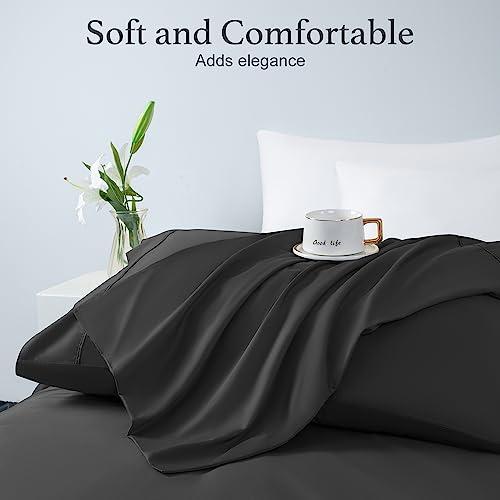 SAKIAO SAKIAO 1000 Thread Count Luxury Heavy Cotton Sheets,100% Egyptian Cotton Sheets Full Bed Sheet Set,Very Smooth Soft & Thick Sateen Weave Fits Mattress Upto 18\'\' DEEP Pocket (Black, Full)