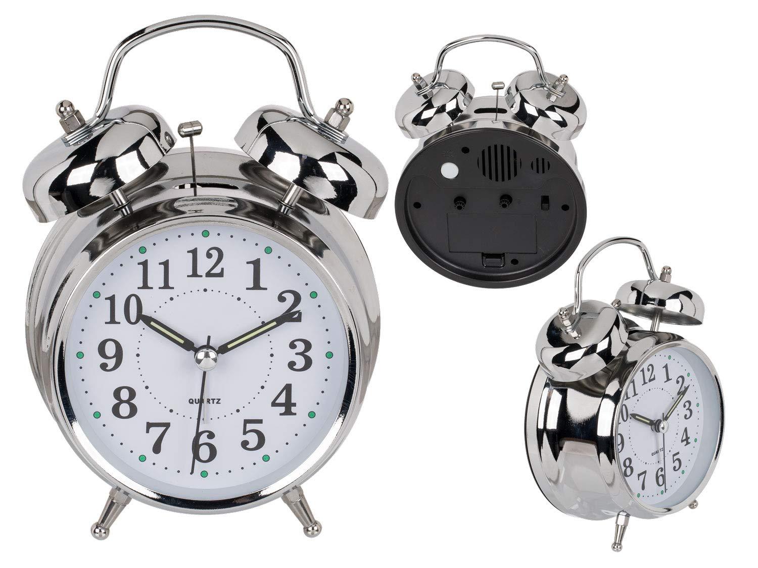 Out of the blue Out of the blue Glow in The Dark Alarm Clock, Metal, Chrome, 8 x 6 x 9 cm