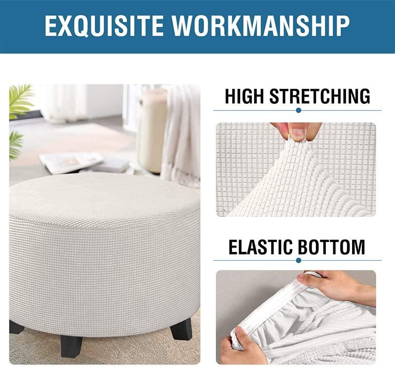ZYYH ZYYH Stretch Ottoman Cover Slipcovers Round Footstool Cover Black Grey Green Footstool Sofa Slip Storage Stool Covers Soft Furniture Living Room Ottoman Covers Protector (Color : #5, Size : X-Large)