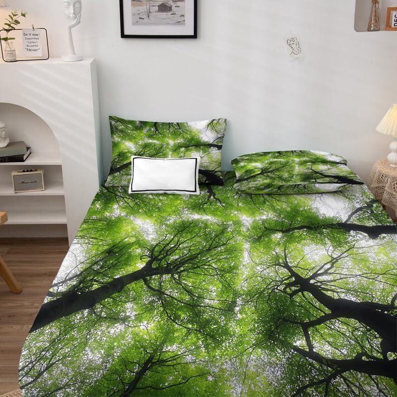 zcsm zcsm Forest Sheets California King Sheet Sets - Landscape Bedding Sheets & Pillowcases - Luxurious 100% Microfiber, High Thread Count Print, Flat Sheet & Deep Pocket Fitted Sheet & 2 Pillowcases