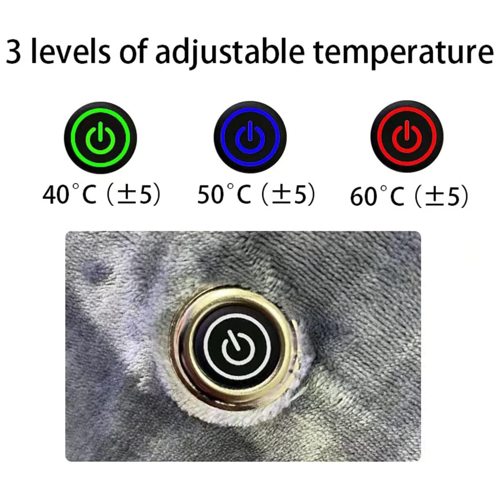 DYWOZDP USB Heated Throw Blanket,150x80cm,Wearable Electric Heated Wrap Shawl for Women Men,Multifunctional Wireless Heating Pad Warming Blanket for Home Car Office and Outdoor,Washable,Grey