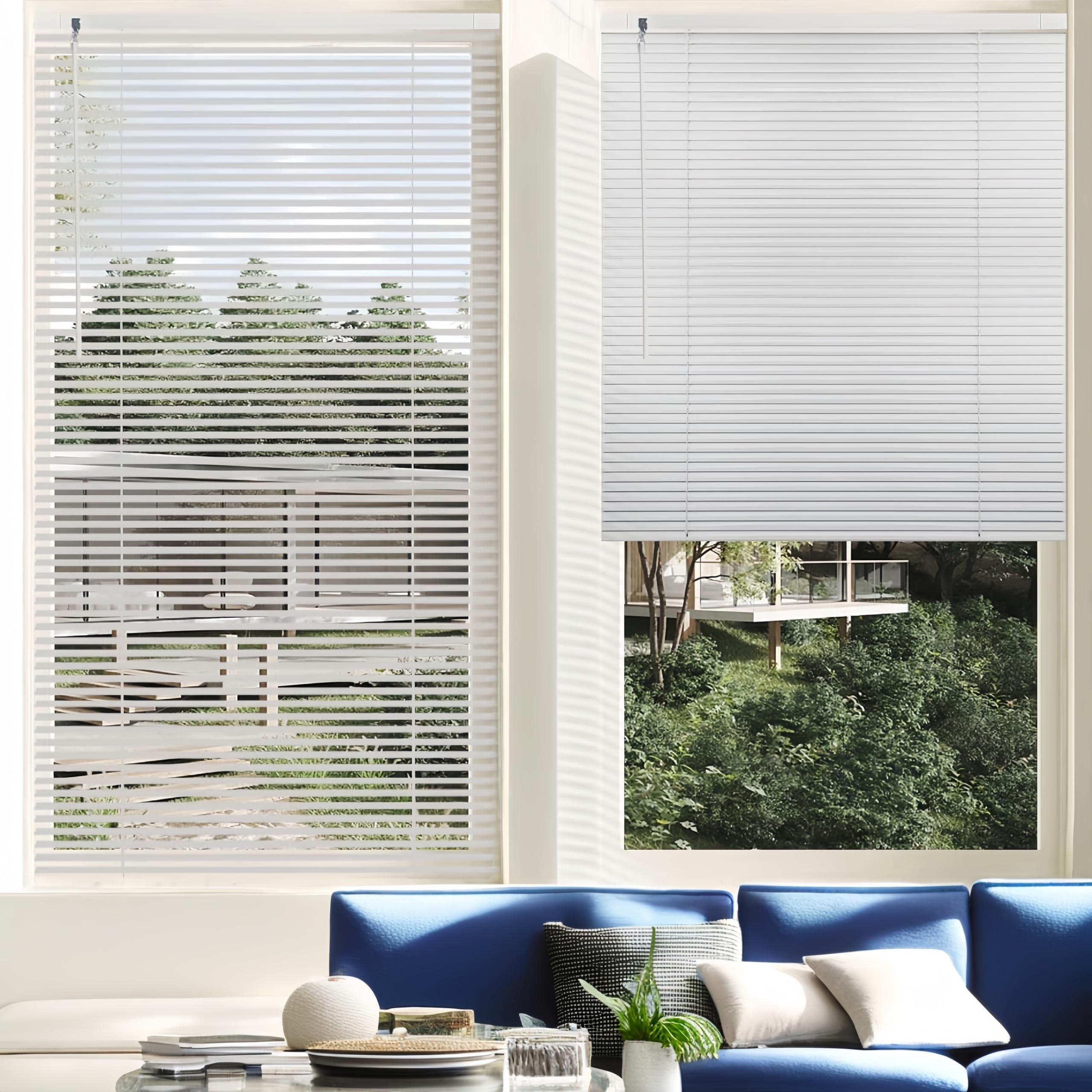 HomeLoft Basics Cordless Aluminum Blinds Horizontal Window Blinds Venetian Windows Blinds Vinyl Mini Blinds Anti-UV Waterproof Light Adjustment Metal Blinds for Windows and Home 47 1/2" Wx 36" H