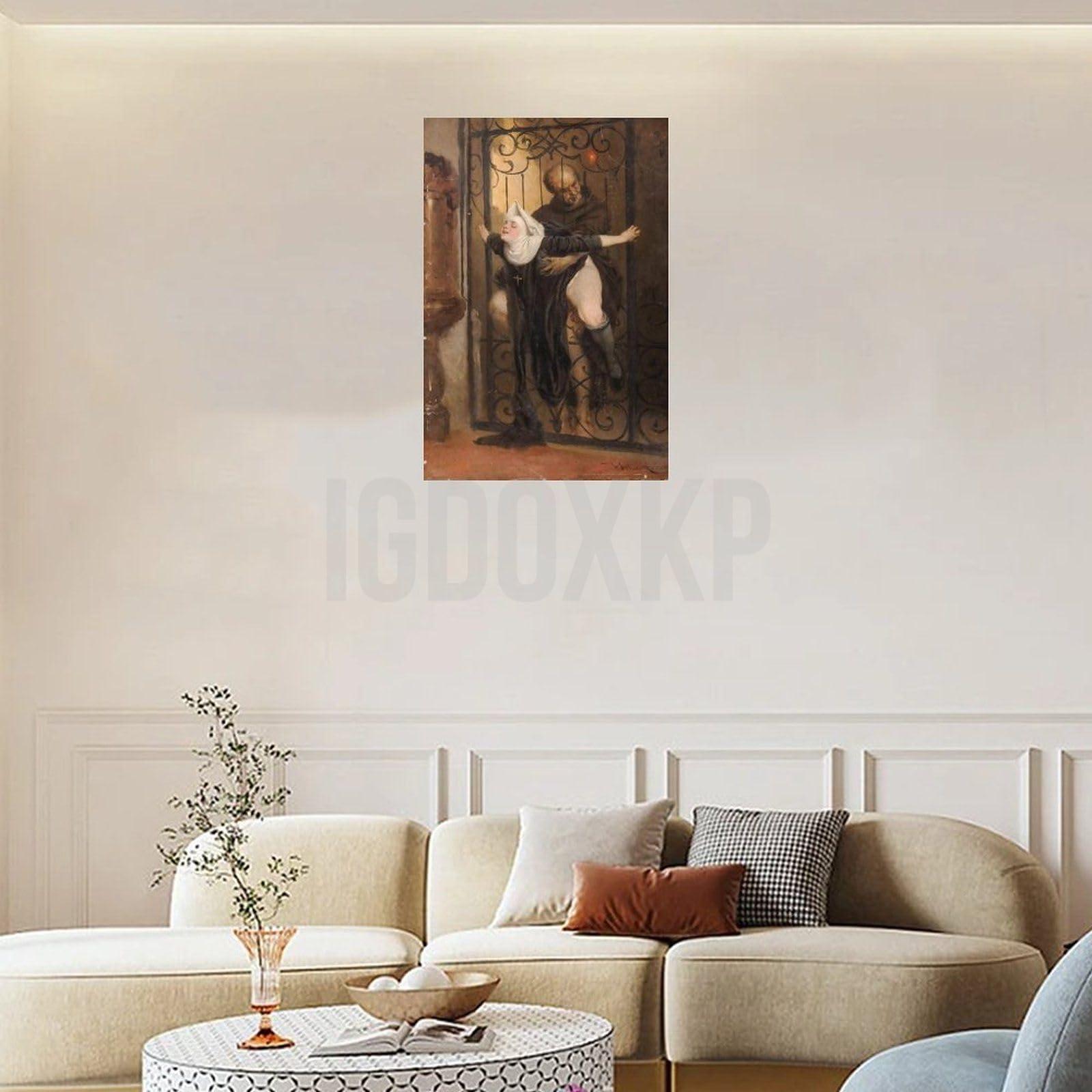 ALOEU ALOEU Heinrich Loso\'s Sin 1880 Oil Painting Art Poster Retro Poster Canvas Printing Art Decoration Poster Living Room Bedroom Decoration Aesthetic Picture Unframe-style 08x12inch(20x30cm)