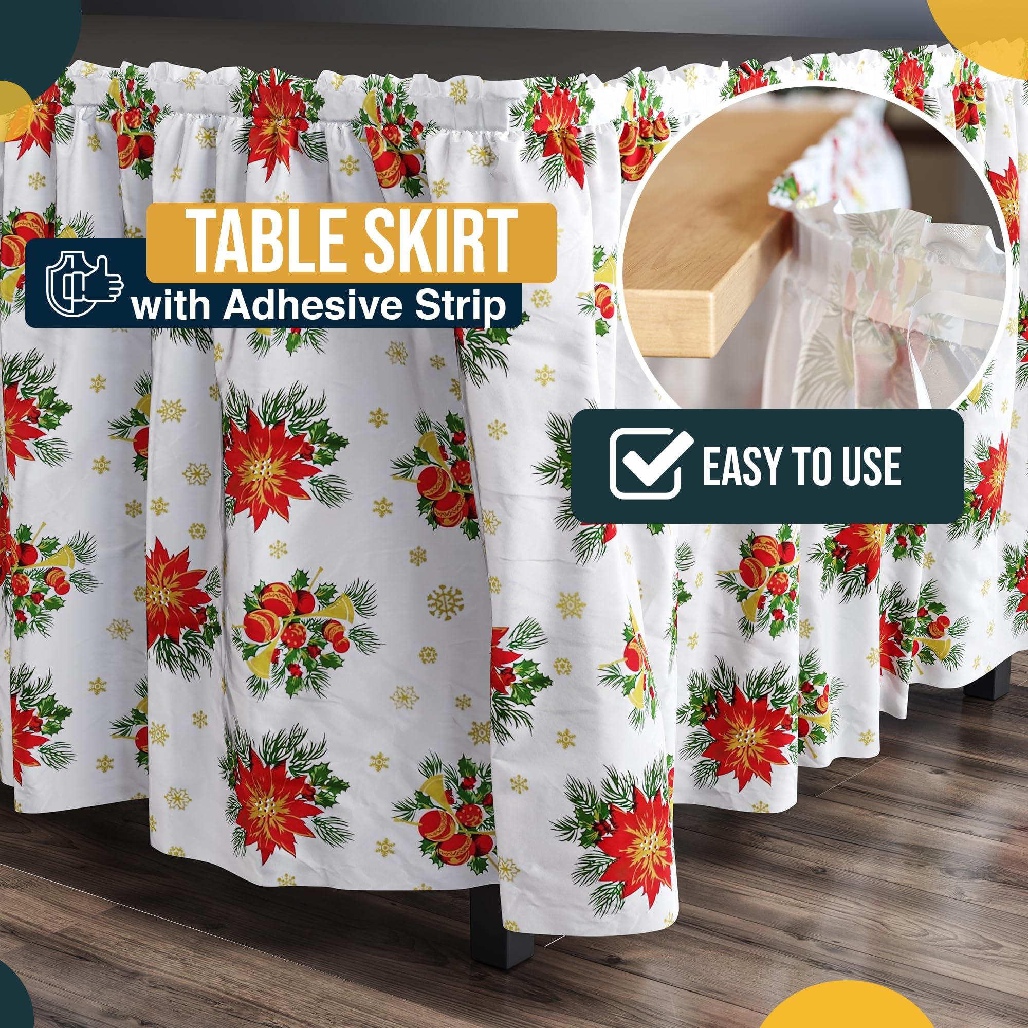 Exquisite Exquisite Holiday Table Skirt 48 Pack 29\" X 14\' Disposable Plastic Table Skirts for Rectangle Tables 6ft + or Round Tables - Ruffle Table Skirt with Adhesive Strip - Gender Reveal Decor & Party