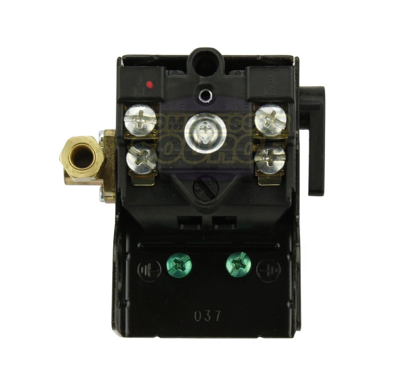 Hubbell Pressure switch for air compressor made by Furnas / Hubbell 69JF7LY 95-125 single port w/ unloader & on/off lever