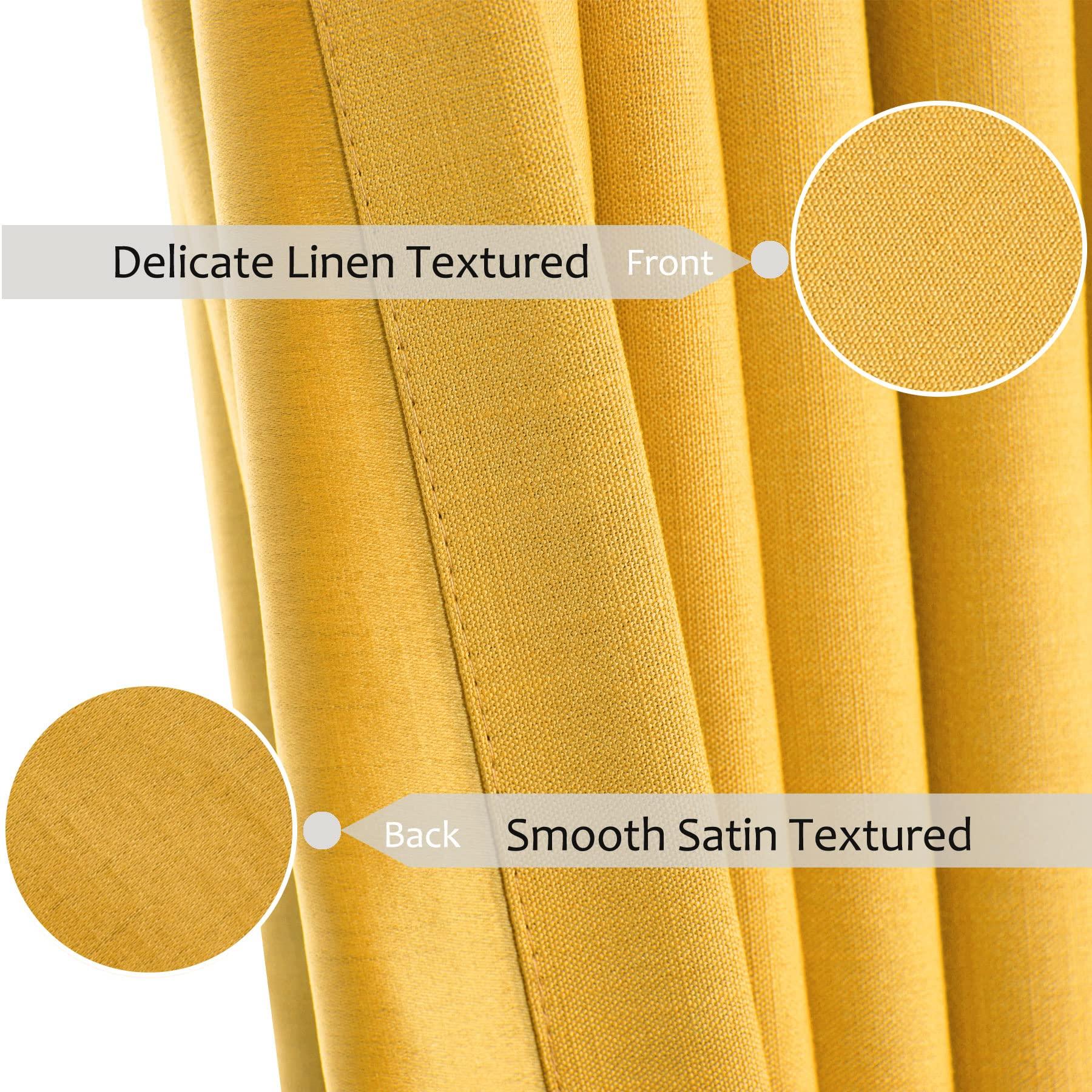 Macochico Macochico Linen Blackout Curtains Noise Reducing Curtains Pinch Pleated Curtains, for Living Room Bedroom Meeting Room Club Theater Patio Door, Fine Linen Curtains (52 W x 72 L Inch Orange)