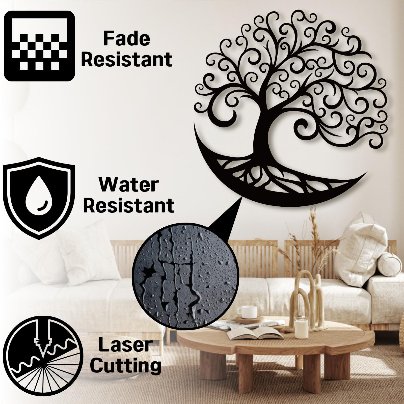 lunwall lunwall Tree Of Life Wall Art,Tree Of Life Wall Decor,Tree Of Life Metal Wall Art,Large Metal Wall Art for Living Room,Bedroom,Circle Of Life Metal Tree Wall Art (24x24 inches/60x60 cm, Style 3)