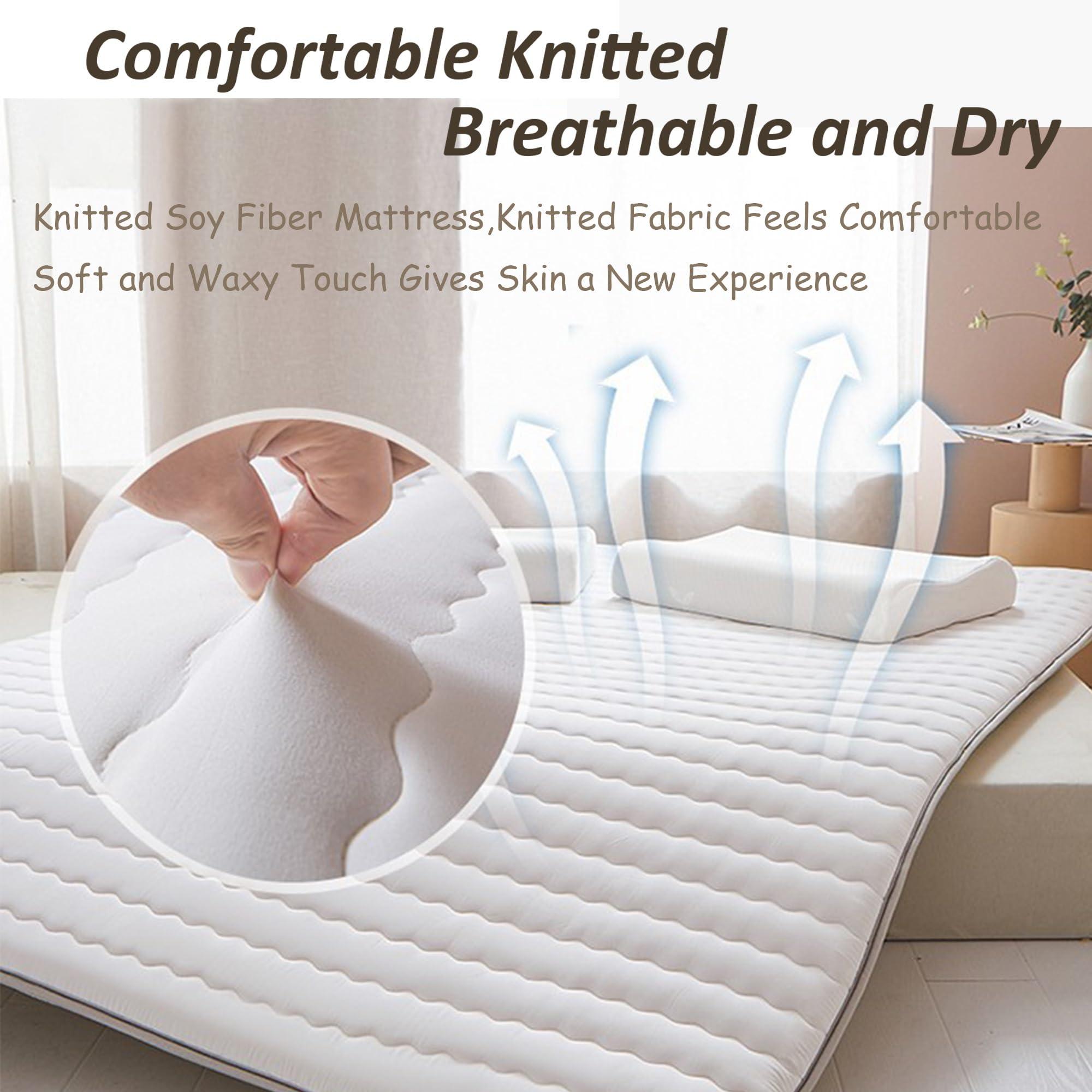 KIDDOKIN Japanese Floor Mattress Futon Mattress Queen Size,Japanese Tatami Mat Sleeping Pad Twin Full Queen King Size Bed with Non Slip Bottom,Thick Folding Sleeping Pad Breathable Floor Lounger Guest Bed ( Co