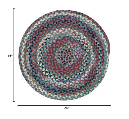 Capel Capel Rugs St. Johnsbury Round Braided Area Rug, 36", Medium Blue