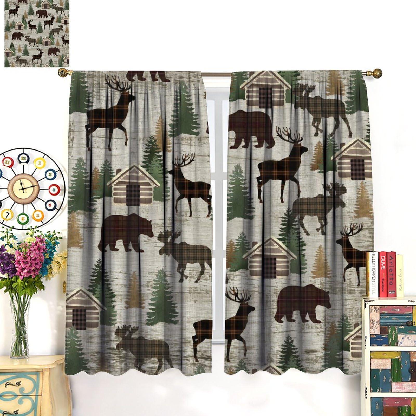 SENRUEGT SENRUEGT Retro Rustic Curtains,Country Western Farmhouse Cow Horse Blackout Window Treatments Drapes63x72in