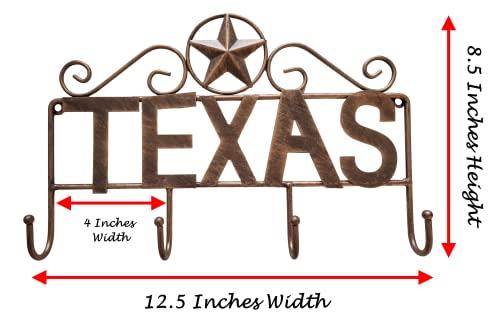 S.Star Texas Lone Star Heavy Duty Rustic Style Metal Decorative Wall Mounted Hanger - 4 Hook (12.5\" W x 8.5\" H x 1.5\" D)