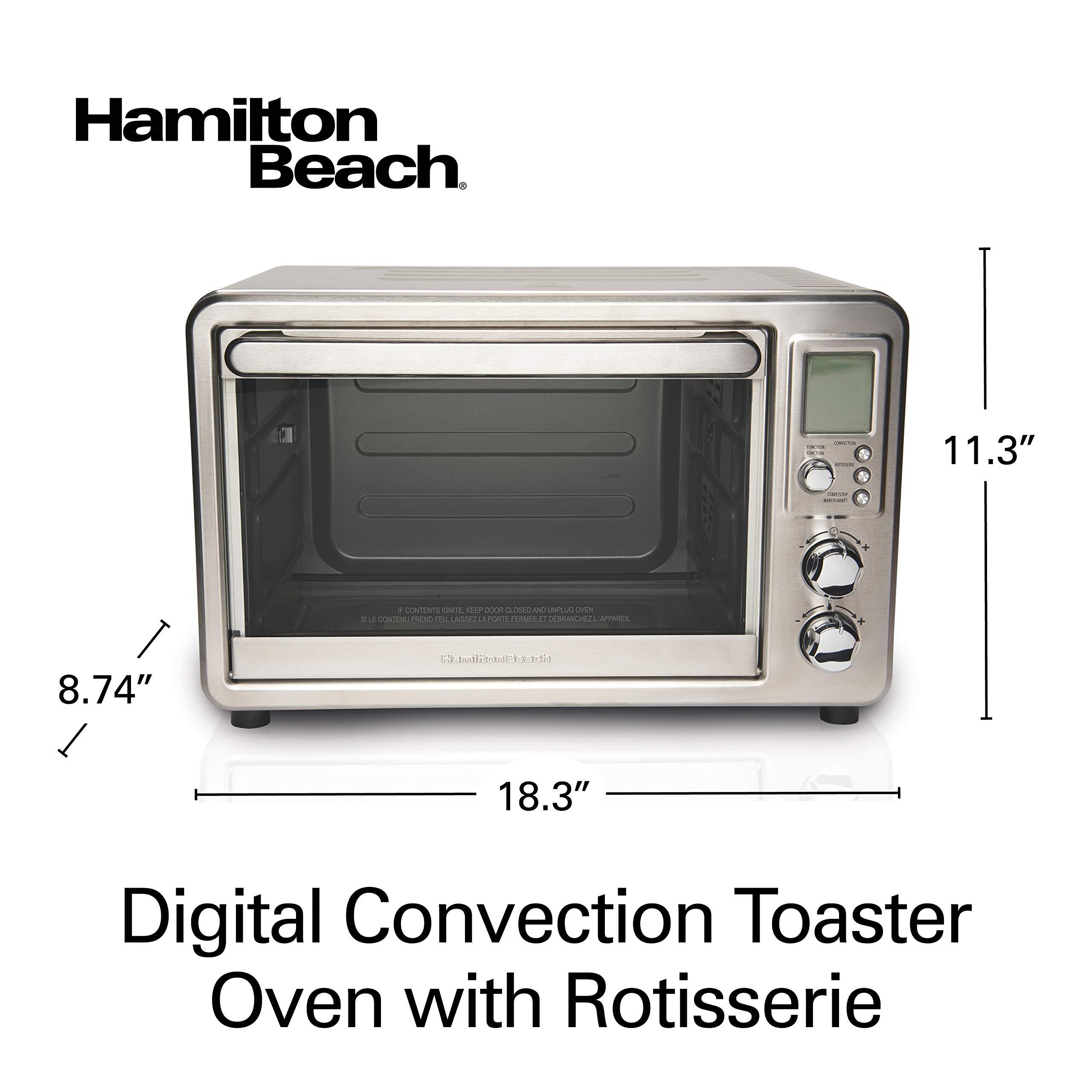 Hamilton Beach Hamilton Beach 31190C Digital Display Countertop Convection Toaster Oven with Rotisserie, Large 6-Slice, Stainless Steel
