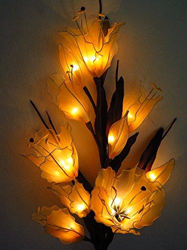Thai Natural Goods Lily Artificial Flowers Lamps, Vase/floor/table Lamps, Night Light, Wedding Lighting, Home Decor, Gift, Made By Nylon, Paper, Fabric, 20 Light Bulbs, 33 Inch