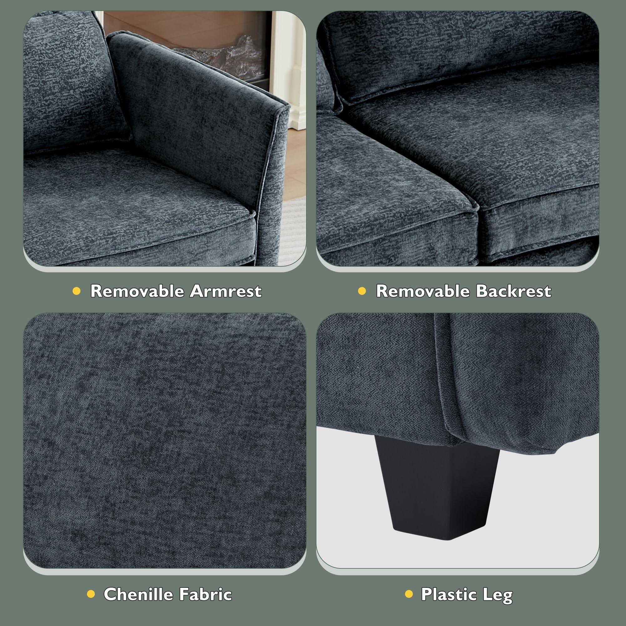 YMXLTD YMXLTD Sectional Couch with Storage, Modular Sectional Sleeper Sofa Cama Moderno Sets for Home Living Room, Lounge Sofa Couch Sectional Convertible for Bedroom, Office - Cloud Couch/Navy Blue Couch