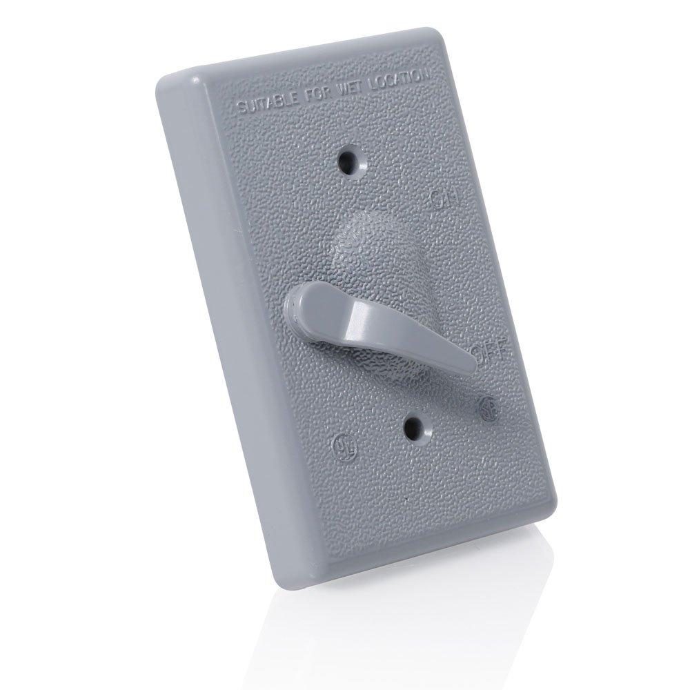 Leviton Leviton Weatherpoof Switch Cover, 1-Gang, Gray, Metallic Enclosure, Vertical or Horizontal Mount, WM1S-GY Outdoor Switch Cover