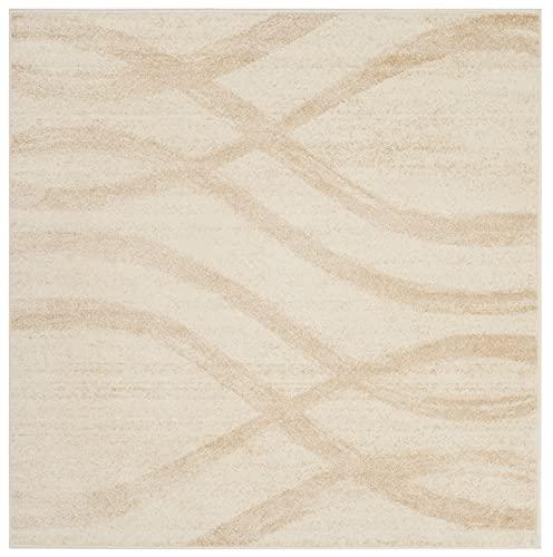 Safavieh SAFAVIEH Adirondack Collection 6\' Square Cream / Champagne ADR125W Modern Wave Distressed Non-Shedding Living Room Bedroom Dining Home Office Area Rug