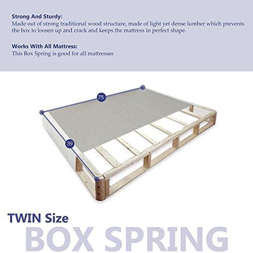 Continental Sleep Continental Sleep Fully Assembled Low Profile Wood Traditional Box Spring/Foundation for Mattress Set, Twin, Grey