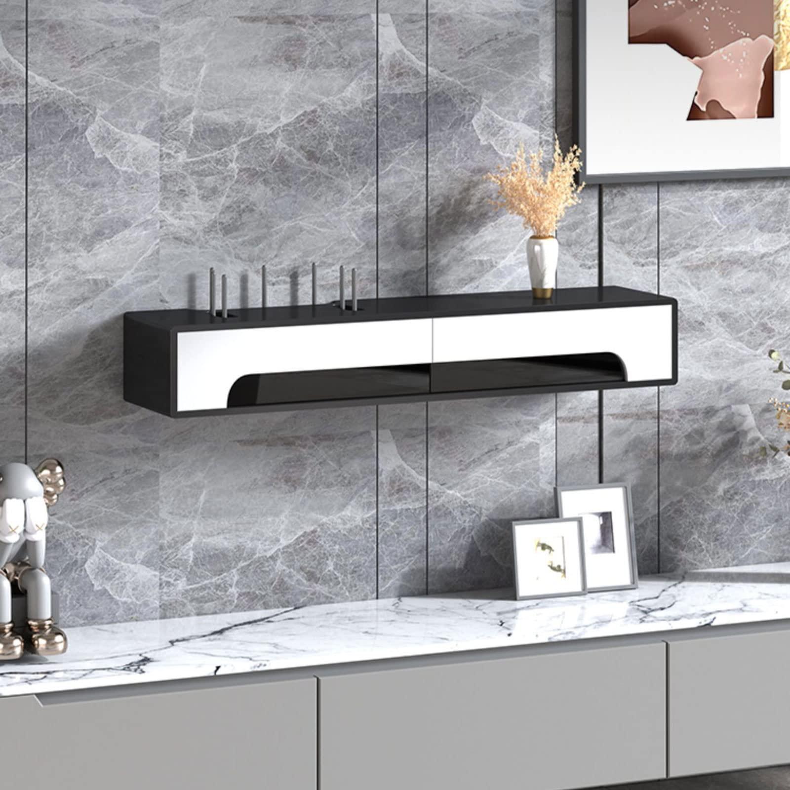 SGeneE Wall Mounted TV Cabinet Wall Shelf Floating Shelf TV Stand Media Console Unit Entertainment Centre Open Shelf Living Room Cabinet TV Unit Storage Shelf Wall Mount Corner Shelves Utility Shelve