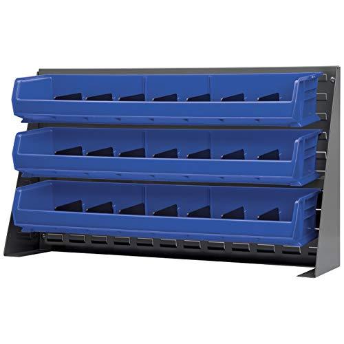 Akro-Mils Akro-Mils 30320 AkroBins Plastic Storage Bin Hanging Stacking Containers, (9-Inch x 33-Inch x 5-Inch), Blue, (4-Pack)