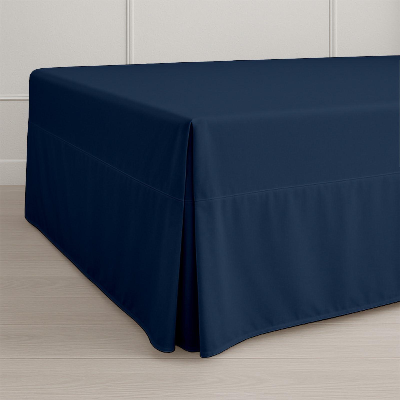 ARlinen ARlinen Bed Skirt Twin XL Bed Skirt 18 Inch Drop, Tailored/Pleated Bedskirt, Dust Ruffle with Split Corners and Platform, Solid Wrinkle and Fade Resistant bedskirt (Twin XL, Navy Blue Solid)