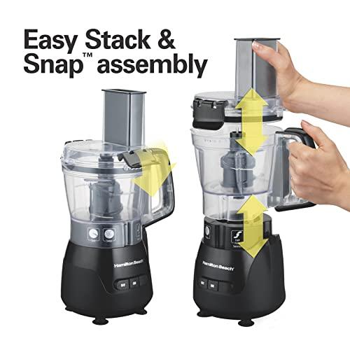 Hamilton Beach Hamilton Beach Stack & Snap 4-Cup Mini Food Processor & Vegetable Chopper, 250 Watts, for Slicing, Shredding, and Puree, Black (70510)