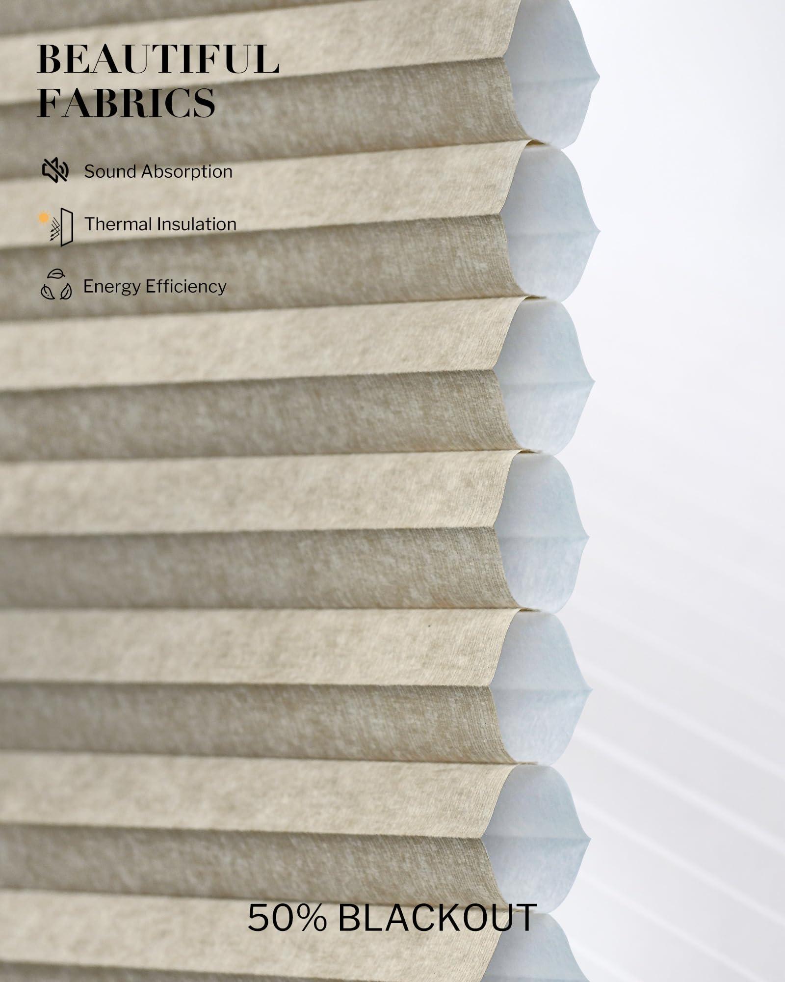 Graywind Graywind Smart Angled Blinds Compatible with Alexa Google Motorized Right Trapezoid Shades Solar Powered Customized for Odd-Shaped Window (Dimout Melange Coffee)