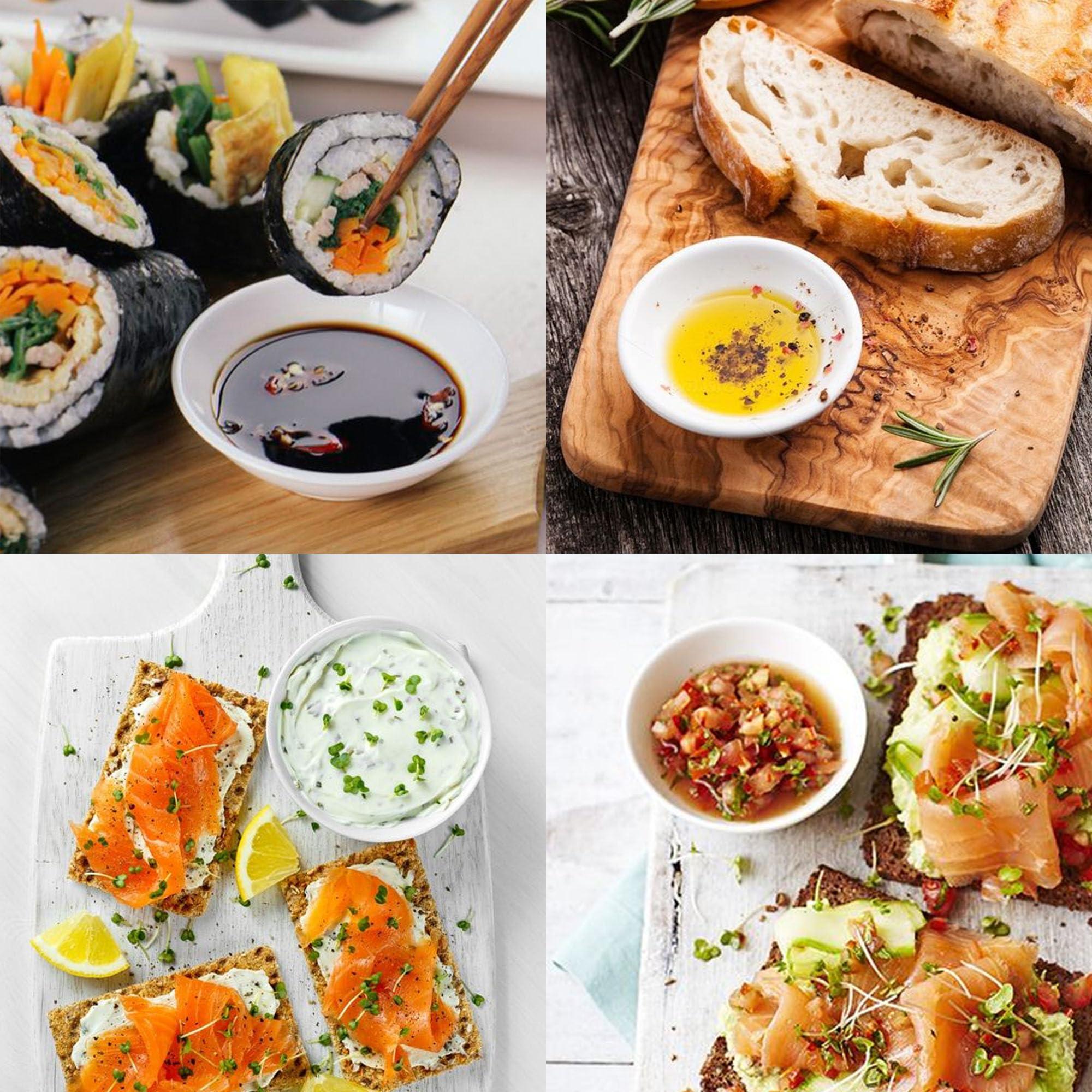 UIBFCWN UIBFCWN 6 Pack Soy Sauce Dish 3inch Ceramic Dipping Bowls Bulk, 1.2 Oz White Dipping Sauce Bowls/Dishes, Small Dipping Sauce Cups for Sushi Ketchup Olive Oil Appetizer