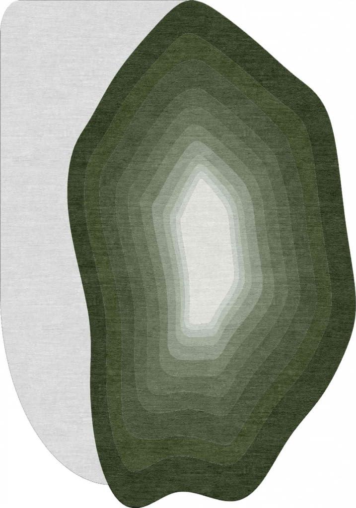 Lxdecao Ombre Emerald Green Grey Irregular Shape Modern Abstract Area Rug 10x12 Soft Wool Aesthetic Rugs for Livingroom Bedroom Diningroom Lux Home Office Art Decor Carpets