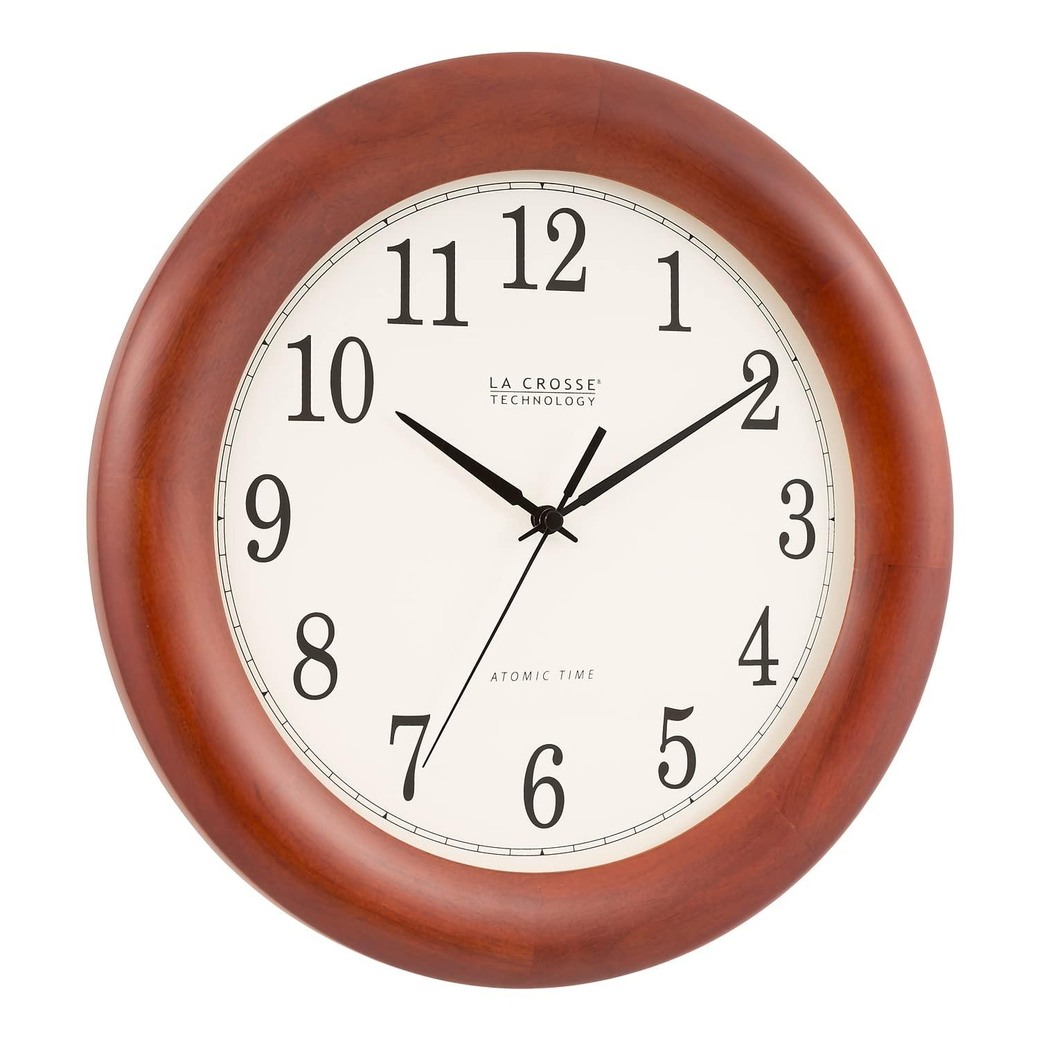 La Crosse Technology La Crosse Technology 12.5 Inch Cherry Wood Atomic Analog Clock (WT-3122A-INT)