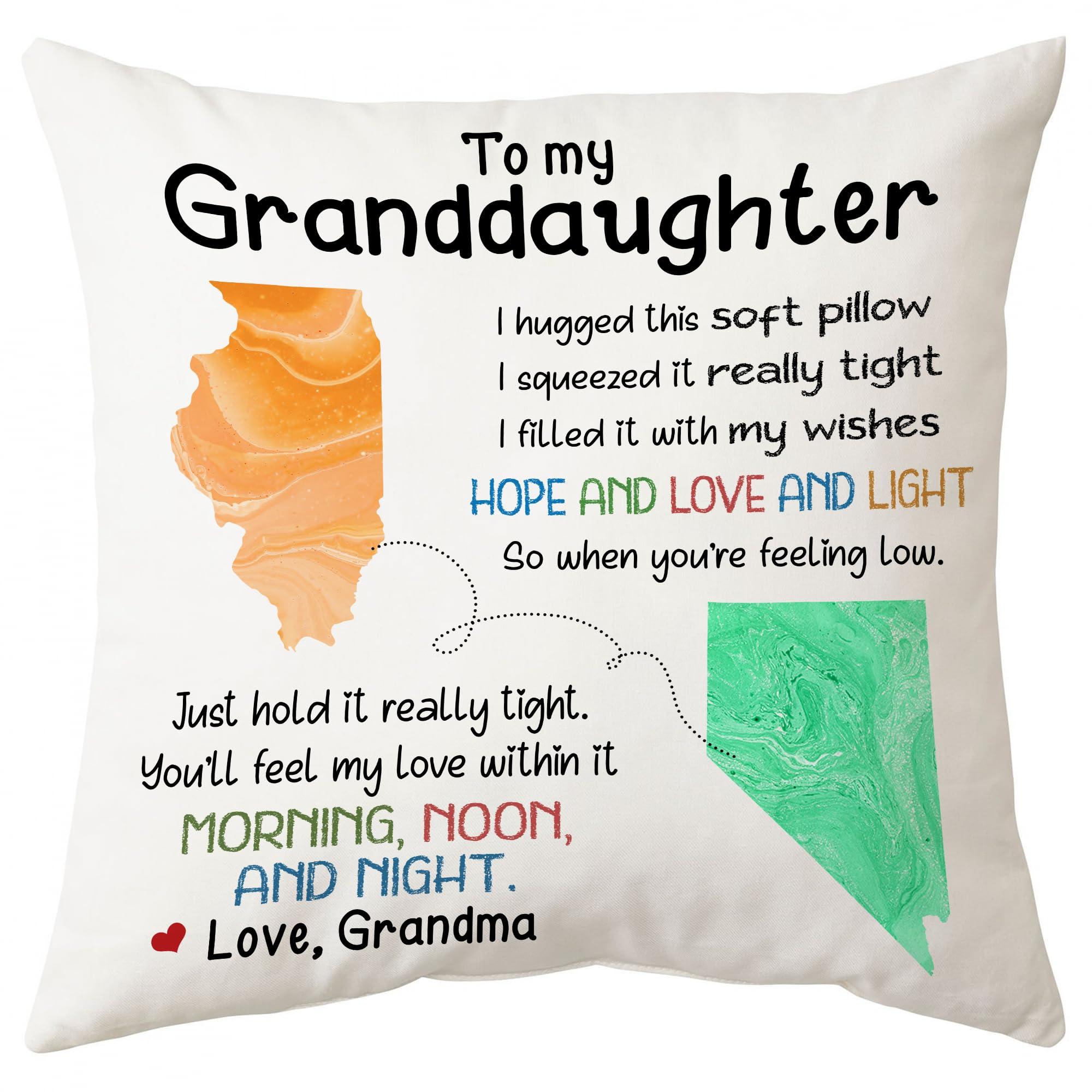 Hyturtle Hyturtle Personalized to My Granddaughter Pillow (Insert Included) Gifts from Grandma - Birthday for Granddaughter - State to State Custom Name Sofa Couch Cushion Home Decor Pillow