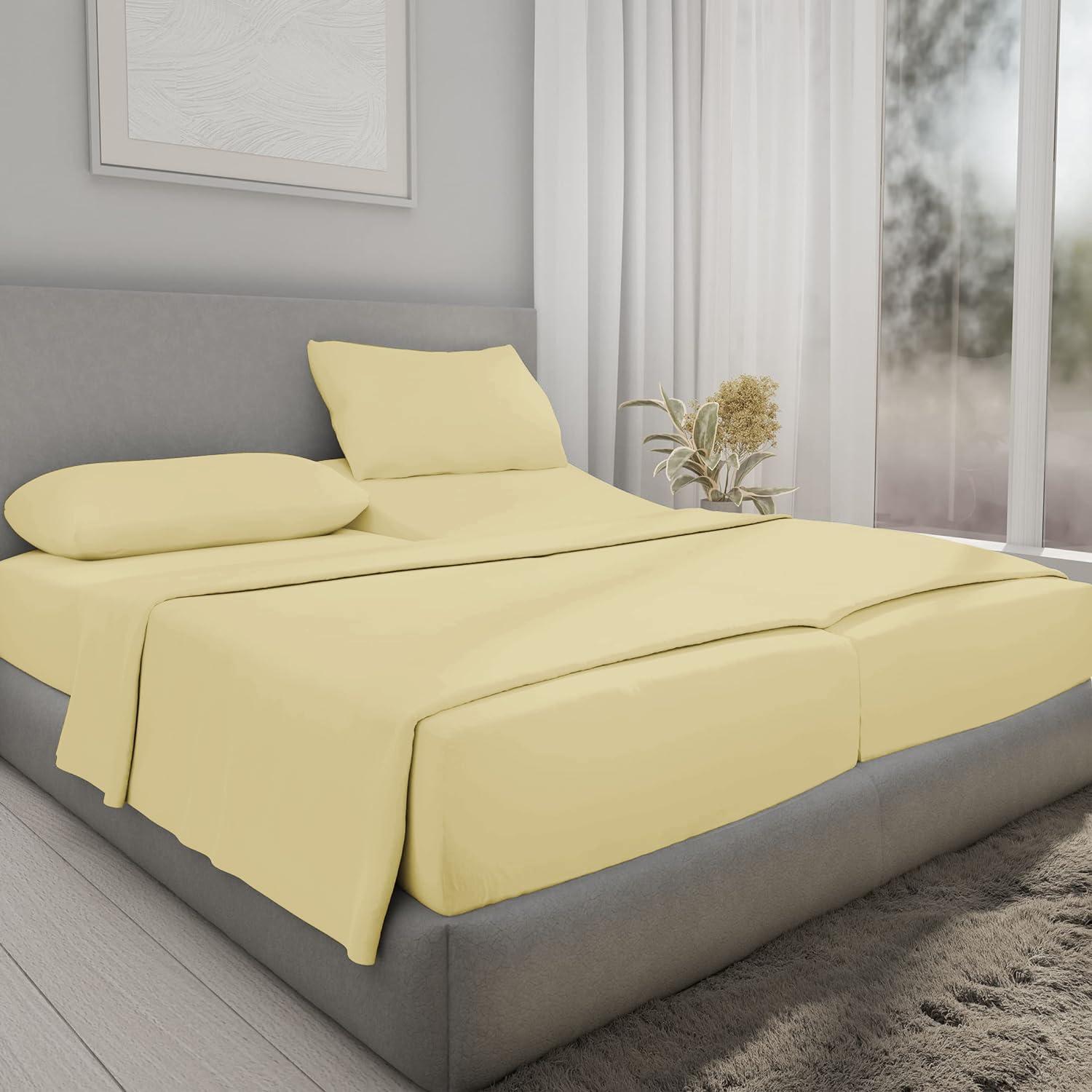 Ashley Mills Ashley Mills Split California King Sheet Set for Adjustable Bed Luxury Sheets, 800 TC 100% Egyptian Cotton Sheets, 5 Piece Split Sheet Set,21\" Deep Pocket, Ivory Solid