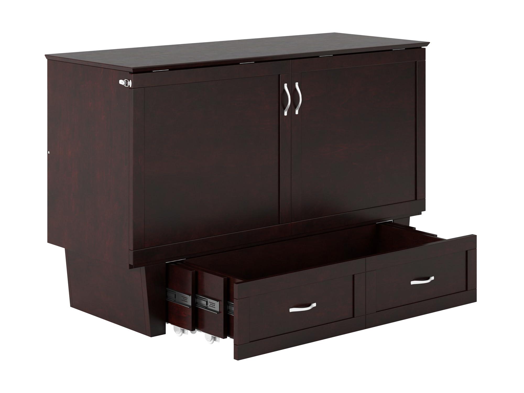 AFI AFI, Chelsea Mid-Century Modern Queen Solid Wood Murphy Bed Chest with Mattress in Espresso