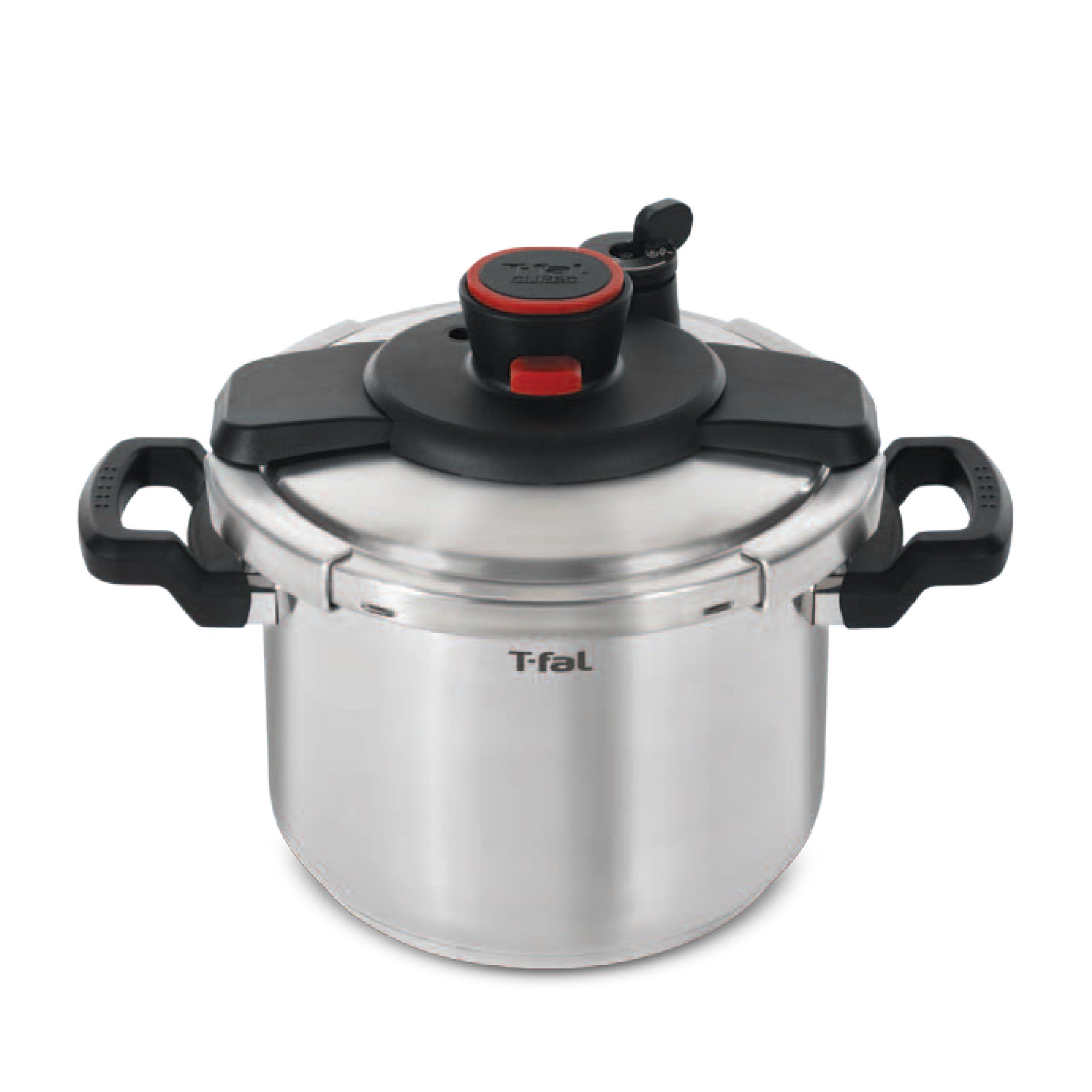 T-fal T-fal Clipso Stainless Steel Pressure Cooker 6.3 Quart, Induction , Secure locking System, One Hand System, Recipe Book Included, Cookware, Pots and Pans, Kitchen, Dishwasher Safe, Silver