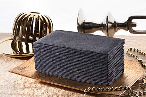 Moyes Home Black Paper Napkins | Linen Feel Guest Disposable Cloth Like Dinner Napkins | Hand Towels | Soft, Absorbent, Paper Hand Napkins for Kitchen, Bathroom, Parties, Weddings, Dinners Or Events | 50 Pack