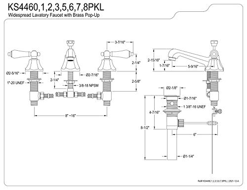 Kingston Brass Kingston Brass KS4465PKL Metropolitan Widespread Bathroom Faucet with Pop-Up Drain, 5-1/2-Inch, Oil Rubbed Bronze
