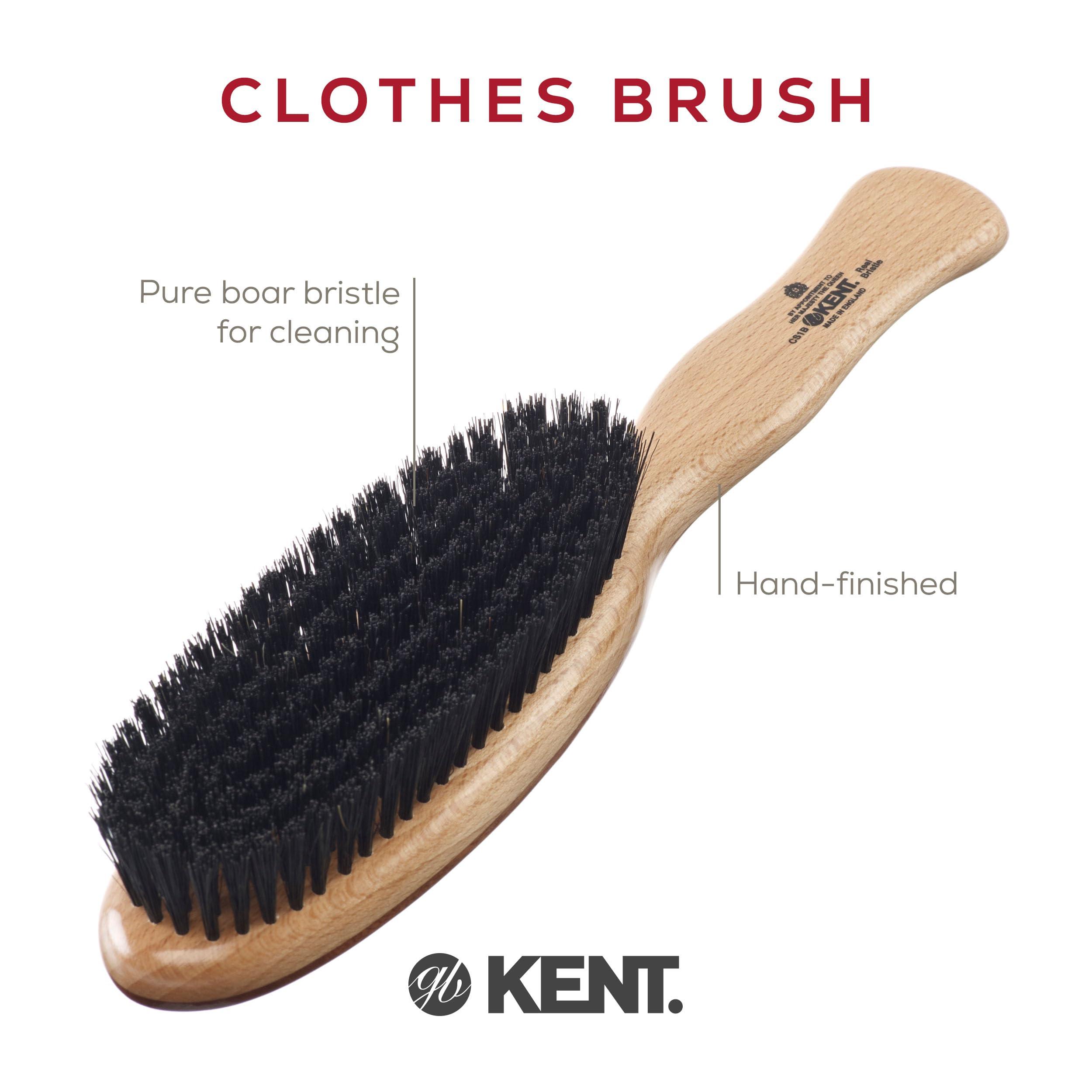 KENT Kent CS1B Clothes Brush, Fabric Lint Remover for Cotton, Wool, Suede and Silk, Pure Black Bristles Handcrafted Two Tone Cherrywood Veneer Remover for Dust, Fluff and pet Hair. Made in England