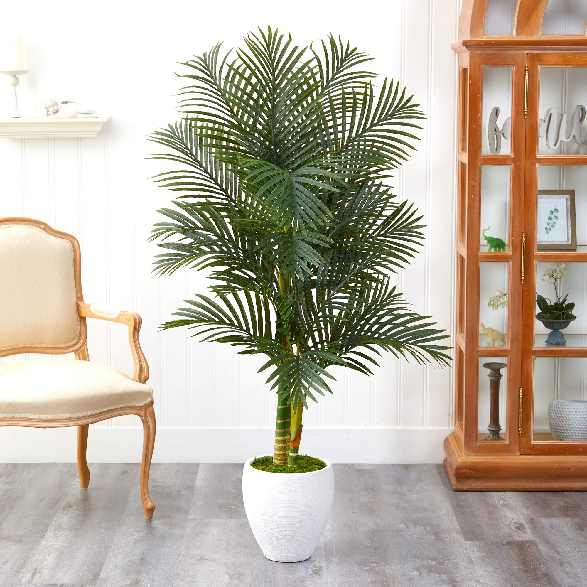 Nearly Natural Nearly Natural 5ft. Paradise Palm Artificial Tree in White Planter
