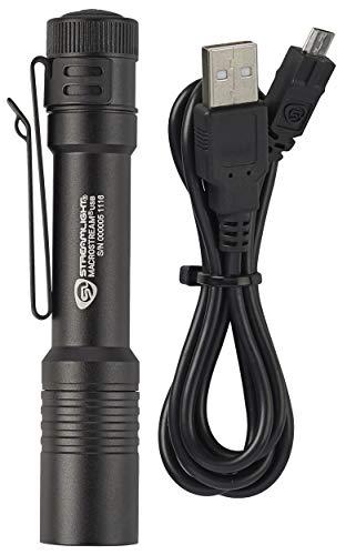 Streamlight Streamlight 66320 MacroStream USB 500-Lumen Rechargeable Compact Flashlight with Wrist Lanyard, Hat Clip and USB Cord, Black