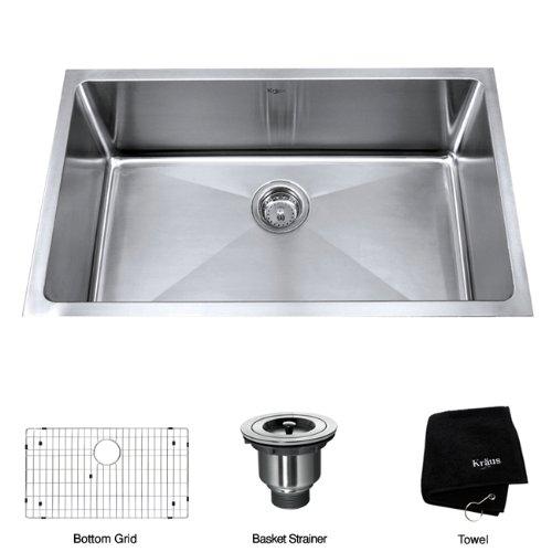 Kraus Kraus KHU100-32 Standart PRO 16 Gauge Undermount Single Bowl Stainless Steel Kitchen Sink, 32 Inch