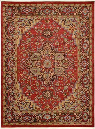 Unique Loom Unique Loom Sahand Collection Area Rug - Ardashir (10' x 13' 1" Rectangle, Red/ Light Blue)