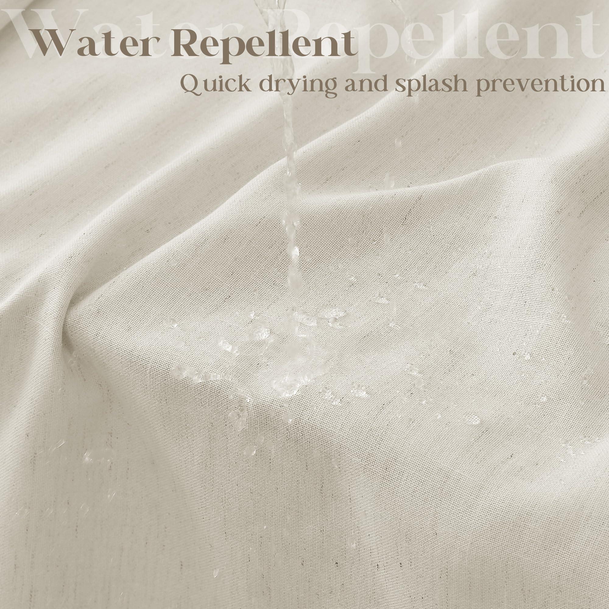 DUKIYO Extra Long Linen Shower Curtain 84 Inch Long Neutral Greige Tan Bath Shower Curtain Set with Hooks XLong Tall Country Farmhouse Boho Drapes for Bathroom, Greyish Beige, 72x84 Drapes