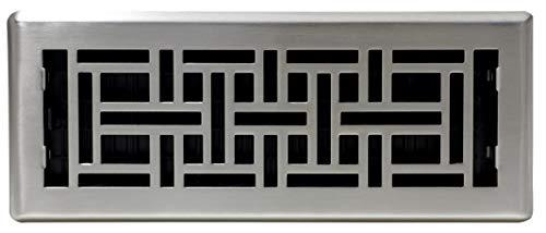 Decor Grates Decor Grates AJH412-NKL Oriental Floor Register, 4x12 Inches, Brushed Nickel