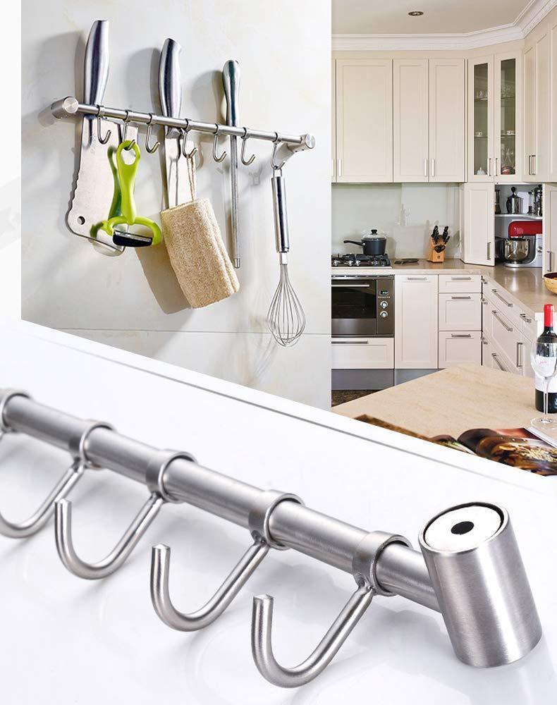 eForwish eForwish 304 Stainless Steel Kitchen Utensil Racks with 7 Sliding Hooks Hangers Wall Mounted 15\"