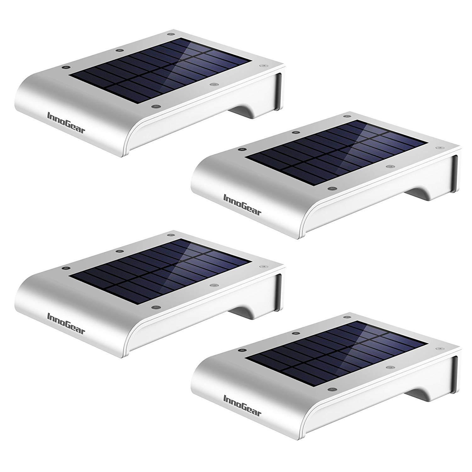 InnoGear InnoGear Solar Gutter Lights, 24 LEDs Solar Motion Sensor Lights IP65 Waterproof Solar Outdoor Lights Solar Wall Lights Security Lighting for Yard Porch Patio, Pack of 4